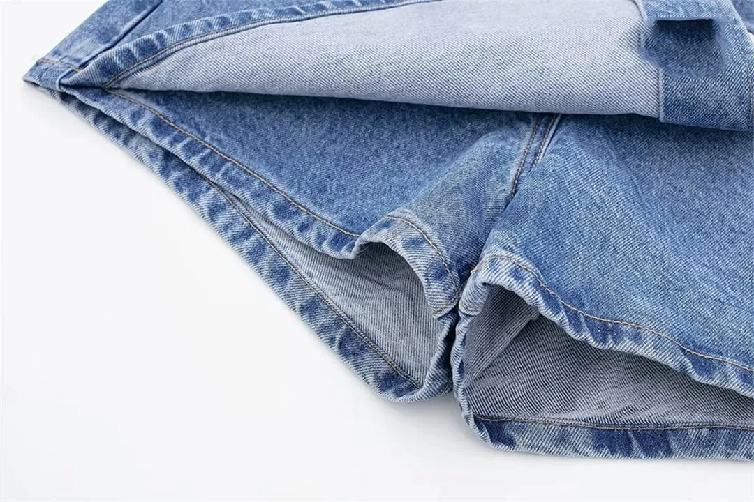 Women's Summer Jeans Street Wash Jeans Button Front Mini Skirt Sexy Slim Jeans Skirt Hundreds of Pants