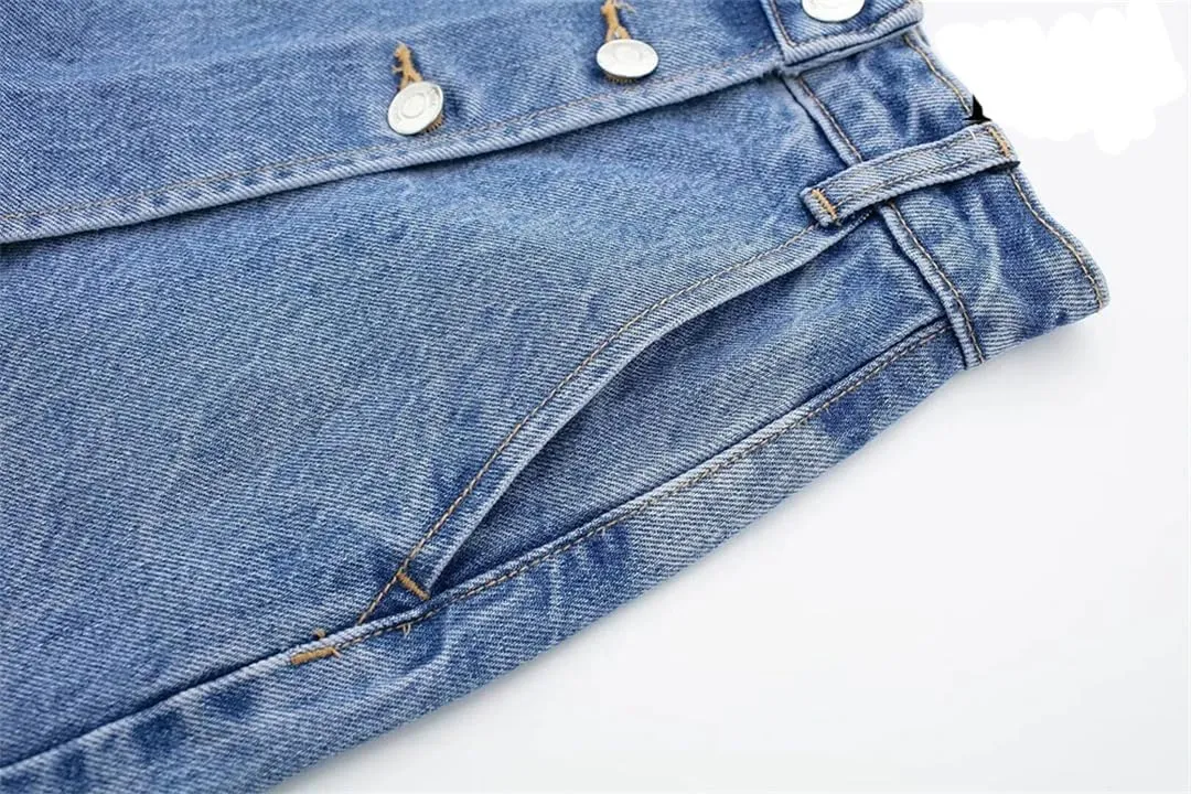 Women's Summer Jeans Street Wash Jeans Button Front Mini Skirt Sexy Slim Jeans Skirt Hundreds of Pants