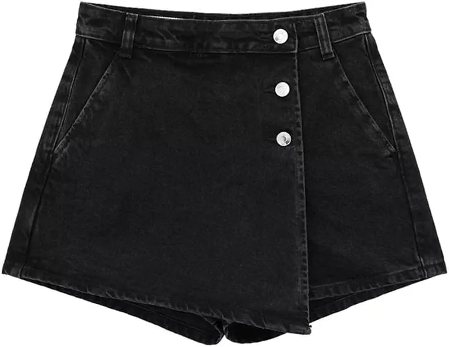 Women's Summer Jeans Street Wash Jeans Button Front Mini Skirt Sexy Slim Jeans Skirt Hundreds of Pants