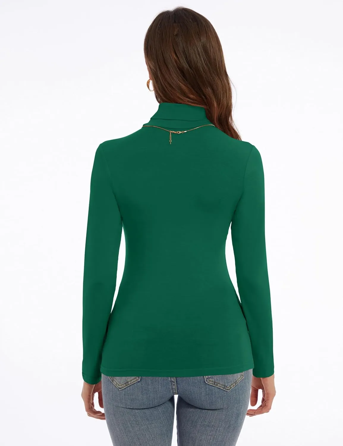 Women's Turtleneck Long Sleeve Shirts Slim Fitted Lightweight Base Layer Casual Tops