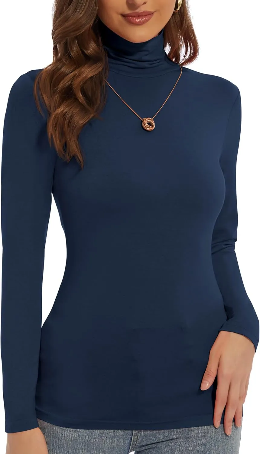Women's Turtleneck Long Sleeve Shirts Slim Fitted Lightweight Base Layer Casual Tops
