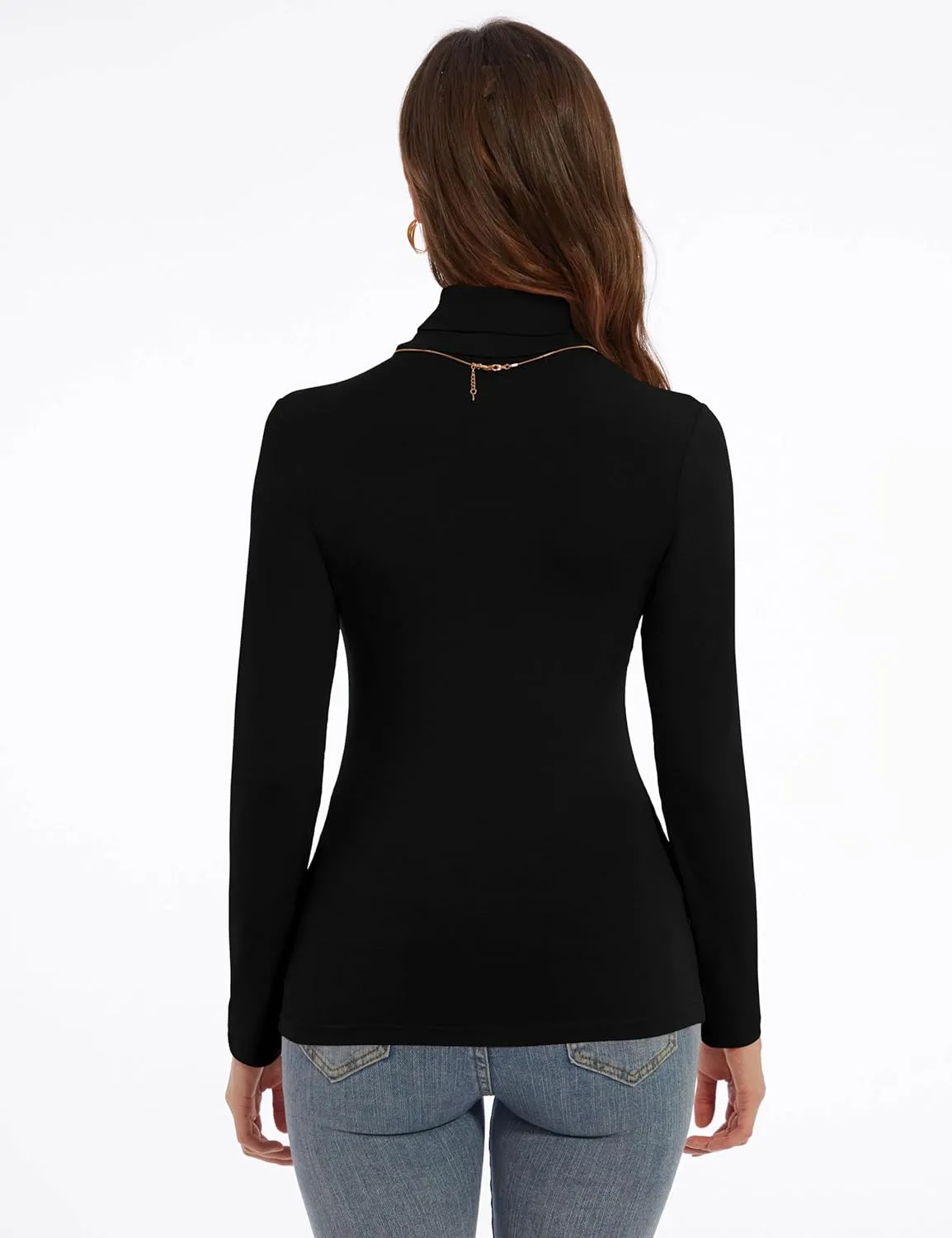 Women's Turtleneck Long Sleeve Shirts Slim Fitted Lightweight Base Layer Casual Tops