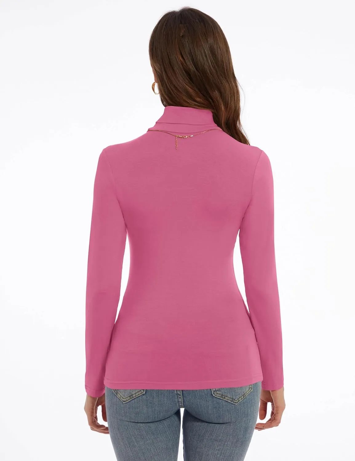 Women's Turtleneck Long Sleeve Shirts Slim Fitted Lightweight Base Layer Casual Tops