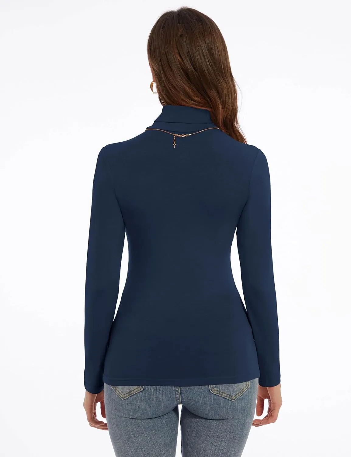 Women's Turtleneck Long Sleeve Shirts Slim Fitted Lightweight Base Layer Casual Tops