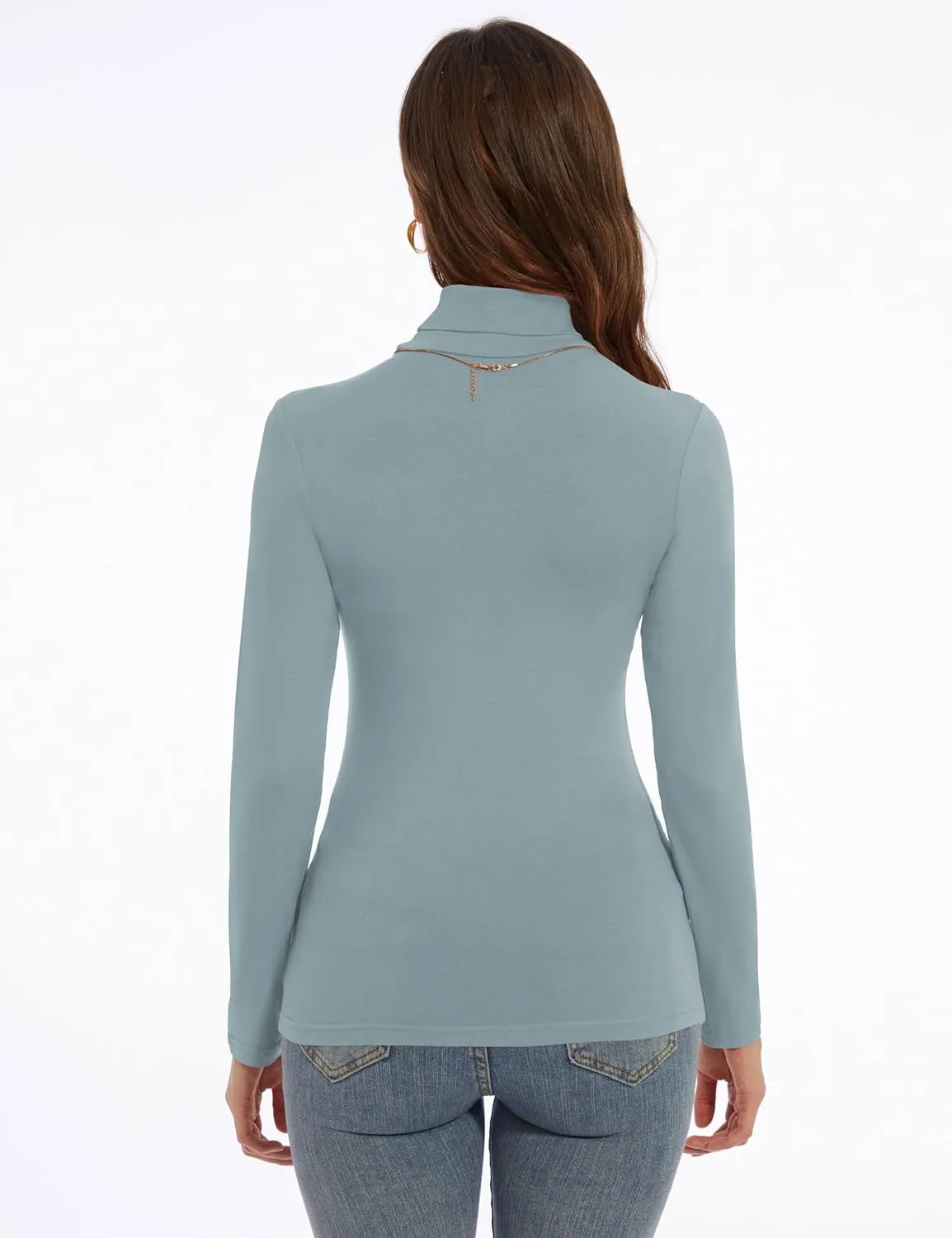 Women's Turtleneck Long Sleeve Shirts Slim Fitted Lightweight Base Layer Casual Tops