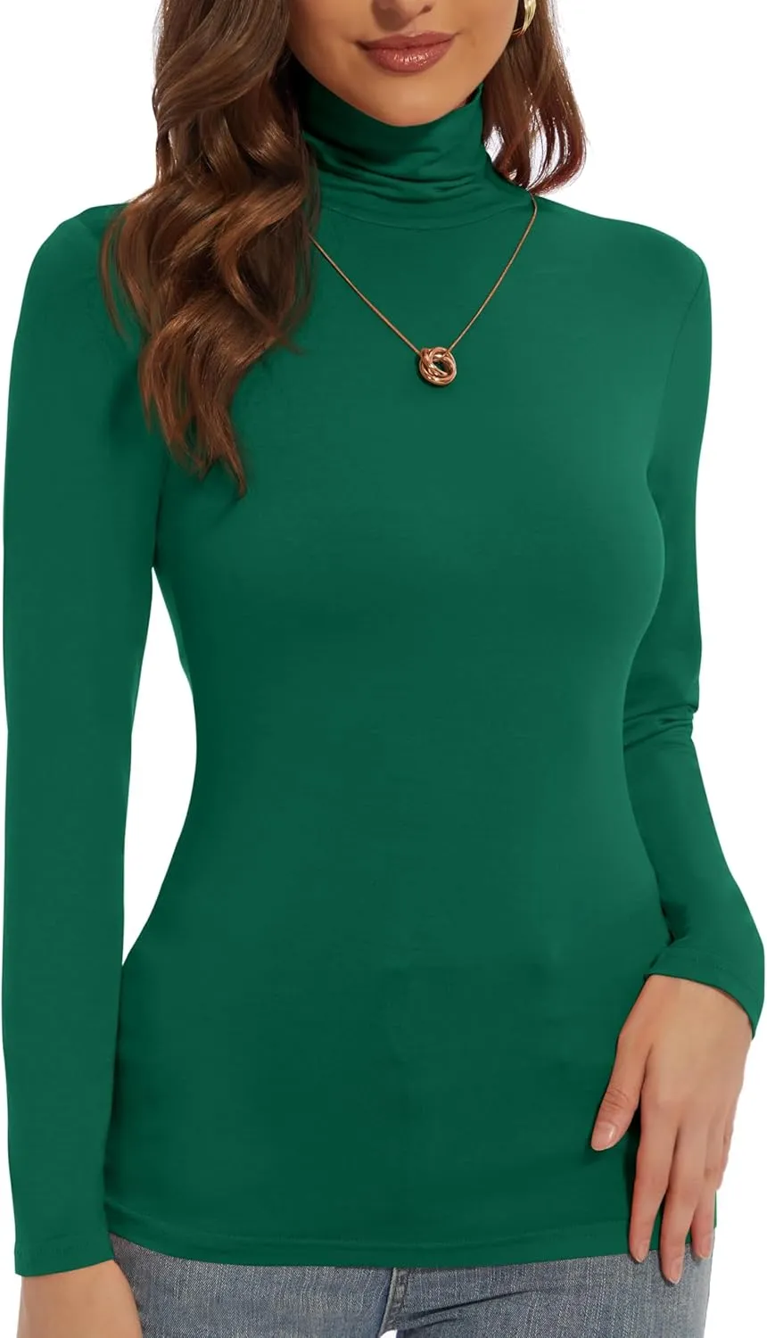 Women's Turtleneck Long Sleeve Shirts Slim Fitted Lightweight Base Layer Casual Tops