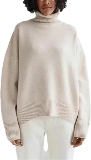 Women's Turtleneck Sweater Winter Thick Warm Oversized Knitted Pullovers Loose Jumpers Tops