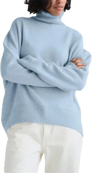 Women's Turtleneck Sweater Winter Thick Warm Oversized Knitted Pullovers Loose Jumpers Tops