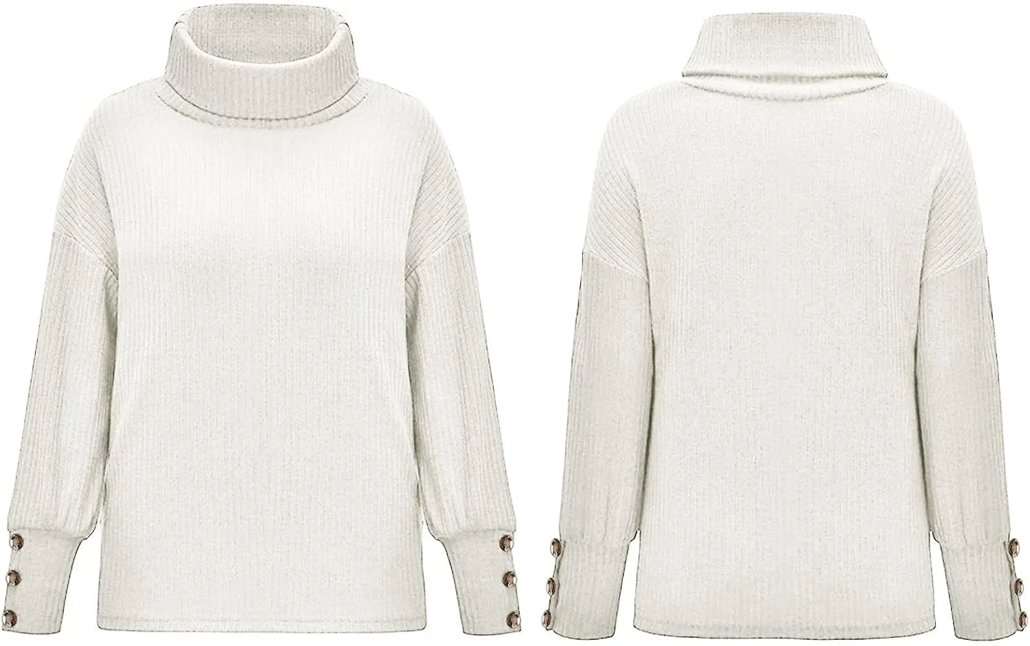 Women's Turtleneck Sweaters Chunky Oversized Pullover Cowl Neck Long Sleeve Trendy Winter Slouchy Loose Knit Sweaters