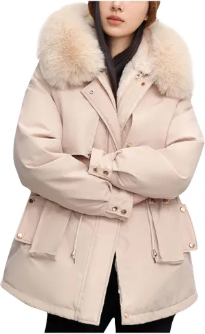 Women's Winter Coats Fleece Lined Parka Jacket Hooded Long Winter Warm Parka with Pockets Windproof Casual Coats