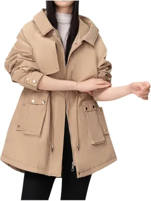Women's Winter Coats Fleece Lined Parka Jacket Hooded Long Winter Warm Parka with Pockets Windproof Casual Coats