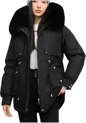 Women's Winter Coats Fleece Lined Parka Jacket Hooded Long Winter Warm Parka with Pockets Windproof Casual Coats