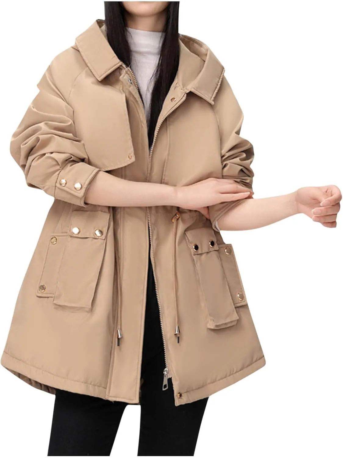 Women's Winter Coats Fleece Lined Parka Jacket Hooded Long Winter Warm Parka with Pockets Windproof Casual Coats