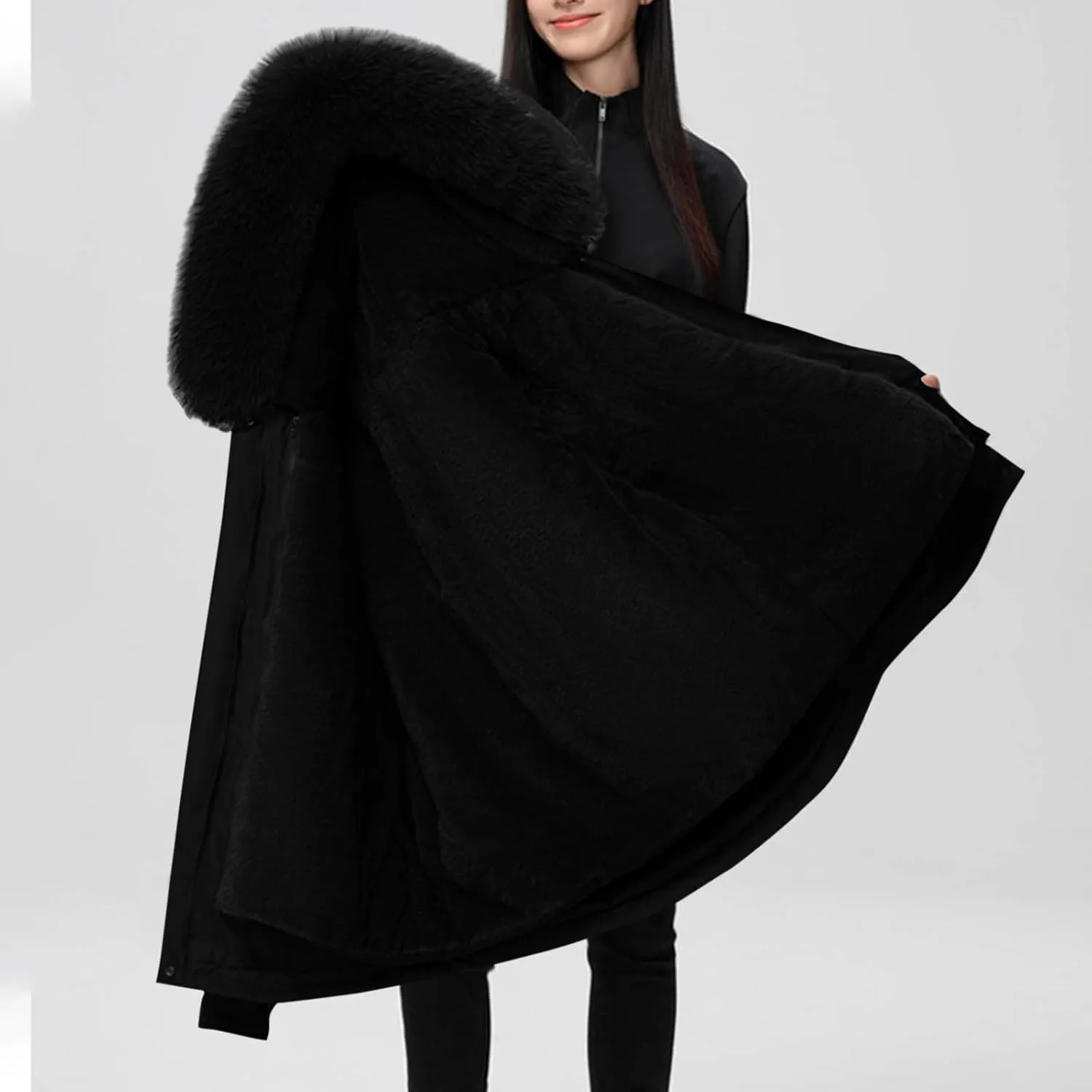 Women's Winter Coats Fleece Lined Parka Jacket Hooded Long Winter Warm Parka with Pockets Windproof Casual Coats