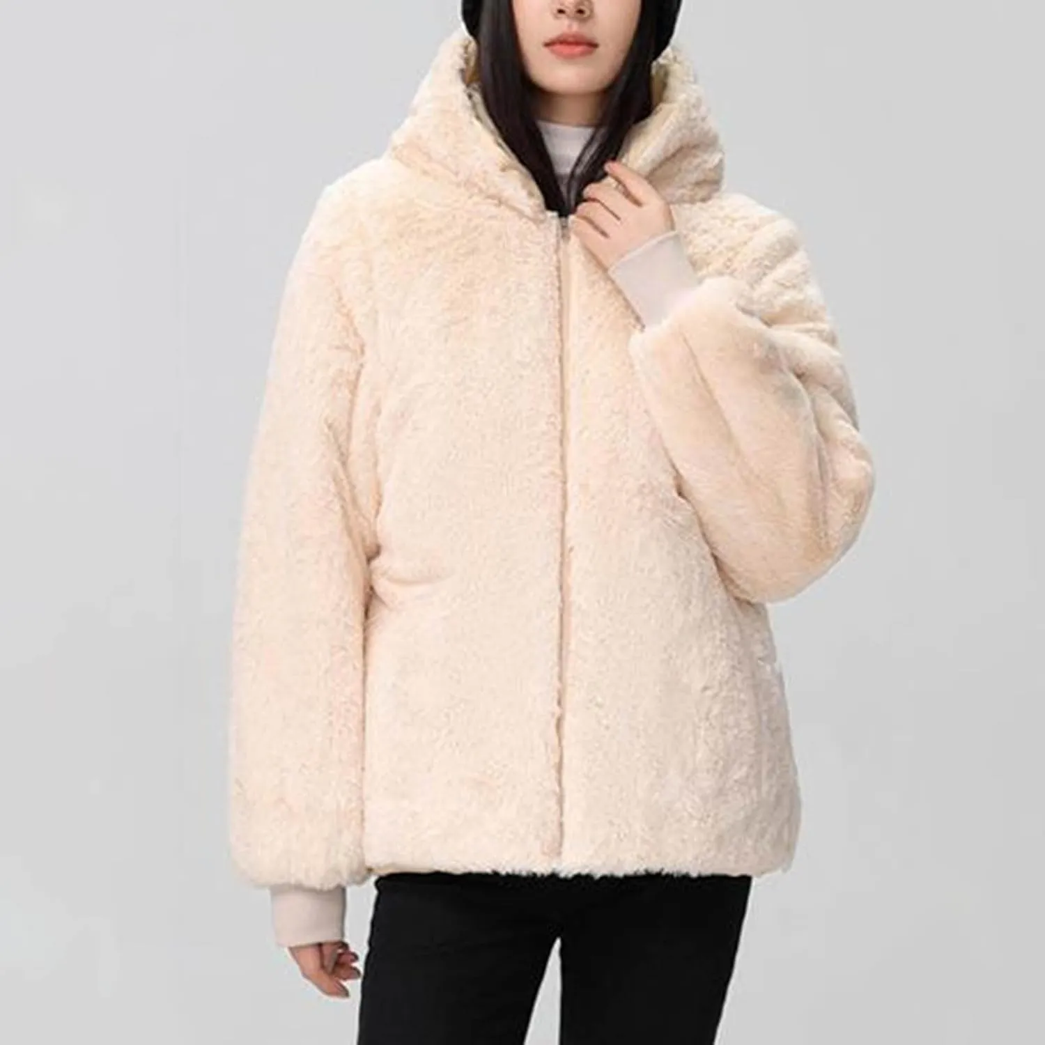 Women's Winter Coats Fleece Lined Parka Jacket Hooded Long Winter Warm Parka with Pockets Windproof Casual Coats