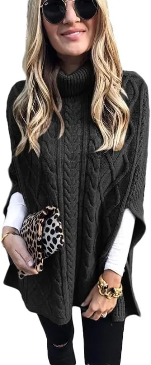 Women's Winter Warm Turtleneck Sweaters Cable Knitted Pullovers Sweater Shawl Wrap Dressy Casual Trendy Outfits