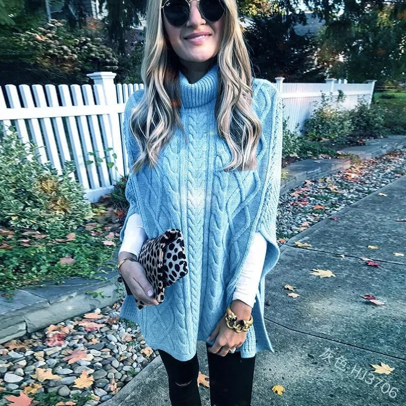 Women's Winter Warm Turtleneck Sweaters Cable Knitted Pullovers Sweater Shawl Wrap Dressy Casual Trendy Outfits
