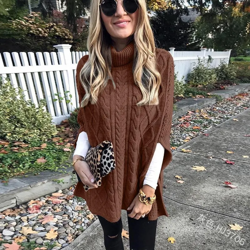 Women's Winter Warm Turtleneck Sweaters Cable Knitted Pullovers Sweater Shawl Wrap Dressy Casual Trendy Outfits