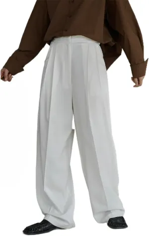 Women's Wool Pants Spring high-Waisted Straight-Leg Loose Dress Trousers
