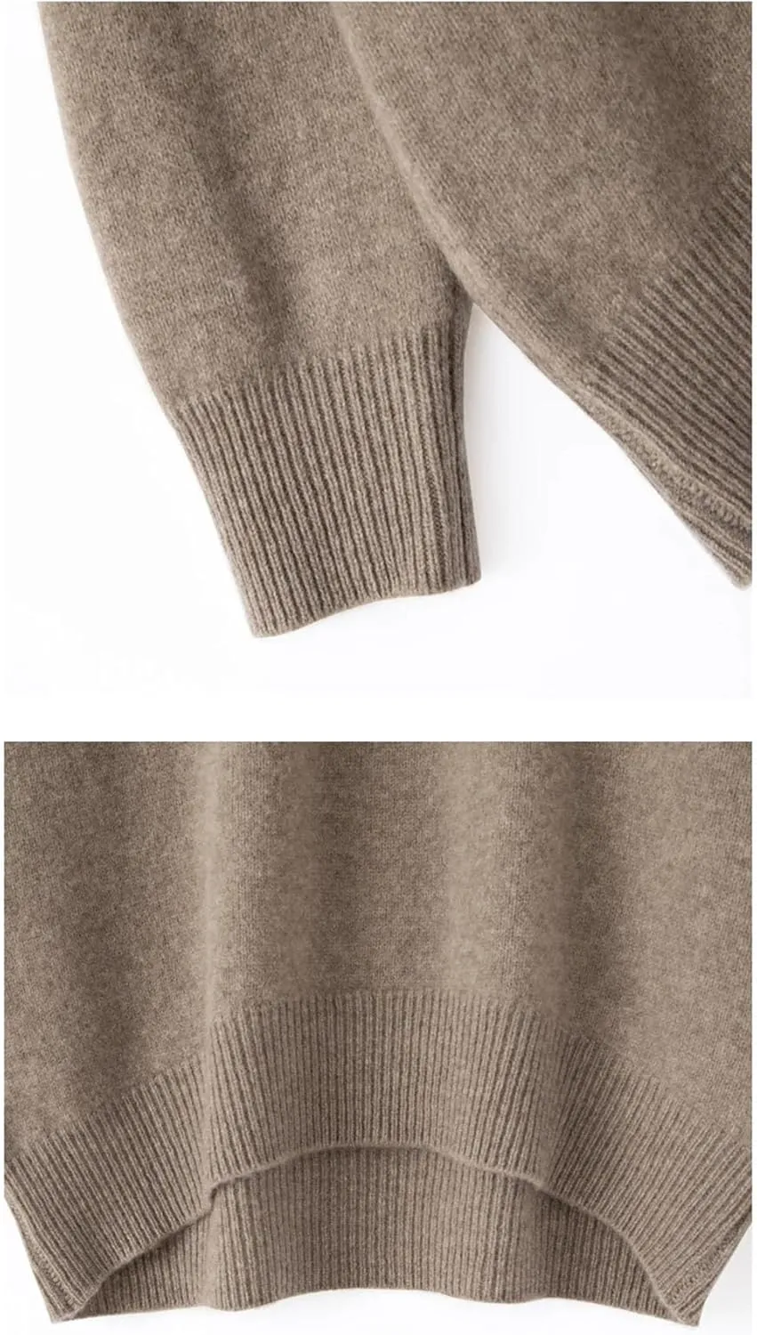 Women's Wool Sweater Solid Turtleneck Oversized Loose Fit Knitted Pullovers Female Classic Basic Thermal Swearter