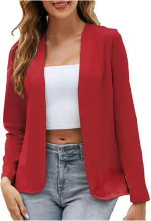 Xiaojmake Women's Open Front Cardigan Blazer Lightweight Dressy Casual Long Sleeve Business Jacket Trendy Fall Spring Coats