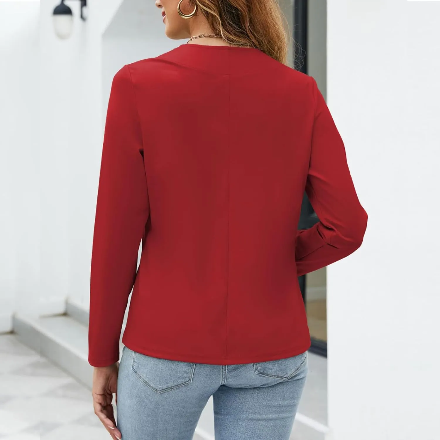 Xiaojmake Women's Open Front Cardigan Blazer Lightweight Dressy Casual Long Sleeve Business Jacket Trendy Fall Spring Coats
