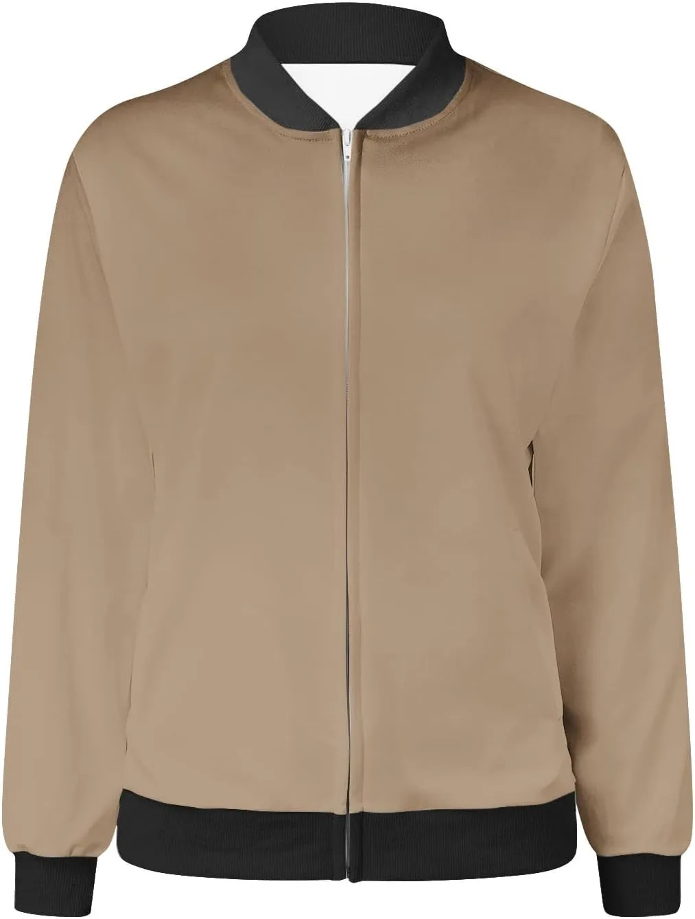 yardsong Bomber Jacket for Women Fall Lightweight Casual Coats Plus Size Zip Up Long Sleeve Windbreaker Outwear with Pockets