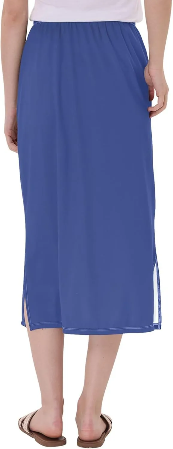 Yellow Midi Skirts with Slit Women Floral Pencil Skirts Elastic Waist Cute Spring Skirt