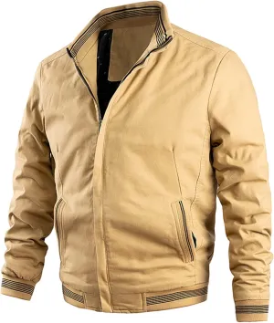 Ymosrh Fashion Coats for Men Jacket-Lightweight Casual Spring Fall Thin Bomber Zip Pockets Coat Outwear Jackets
