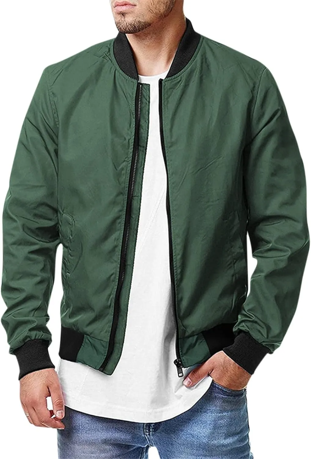Ymosrh Jackets for Men Flight Bomber Jacket Spring Fall Causal Softshell Windbreaker Coat Outerwear Fashion Coats