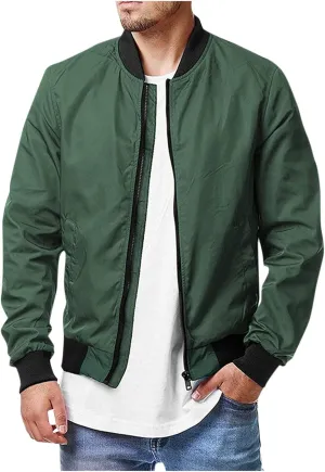 Ymosrh Jackets for Men Flight Bomber Jacket Spring Fall Causal Softshell Windbreaker Coat Outerwear Fashion Coats