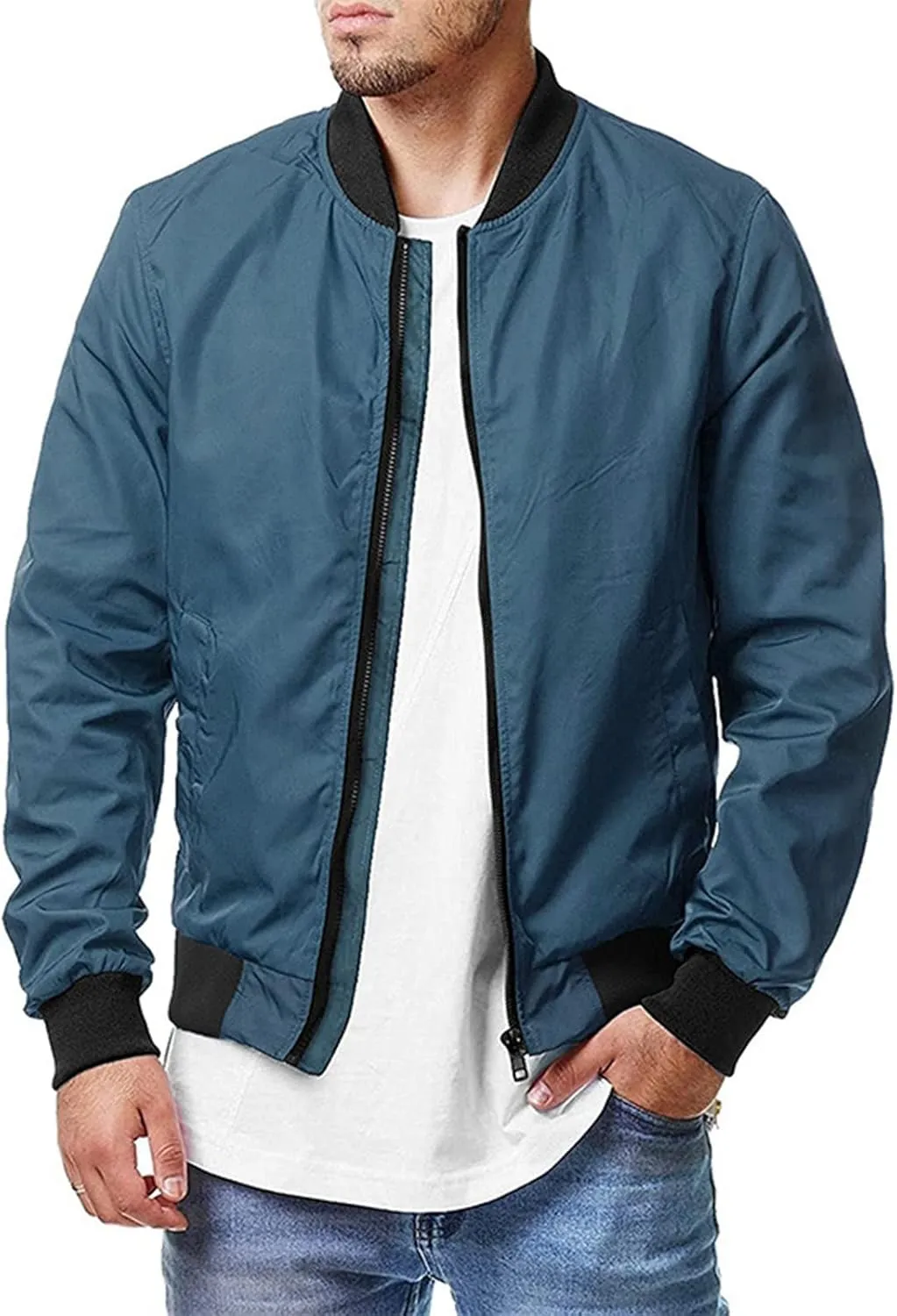 Ymosrh Jackets for Men Flight Bomber Jacket Spring Fall Causal Softshell Windbreaker Coat Outerwear Fashion Coats