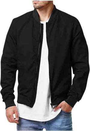 Ymosrh Jackets for Men Flight Bomber Jacket Spring Fall Causal Softshell Windbreaker Coat Outerwear Fashion Coats