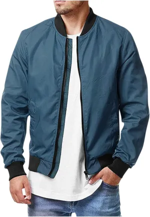 Ymosrh Jackets for Men Flight Bomber Jacket Spring Fall Causal Softshell Windbreaker Coat Outerwear Fashion Coats