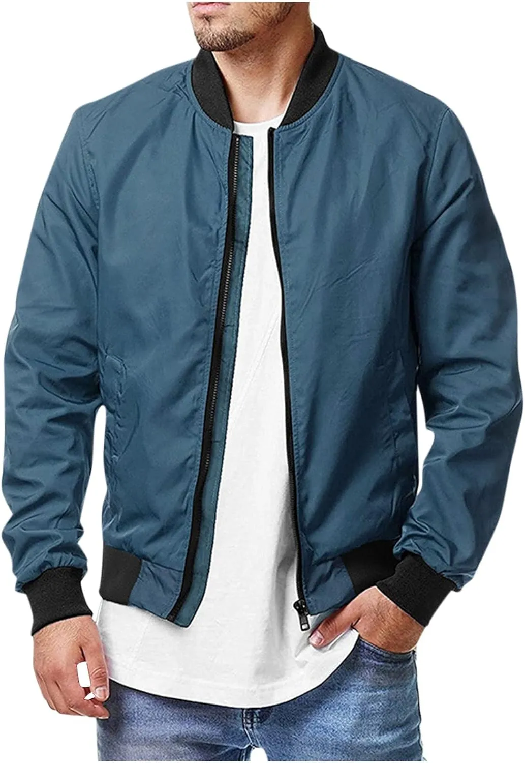 Ymosrh Jackets for Men Flight Bomber Jacket Spring Fall Causal Softshell Windbreaker Coat Outerwear Fashion Coats