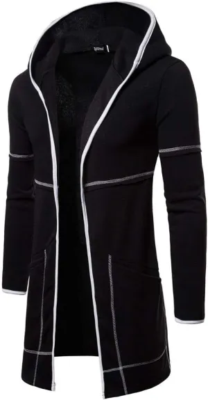Ymosrh Men's Coat Hooded Cardigan Shawl Collar Lightweight Open Front Overcoat with Pockets Casual Coats Jackets, M-2XL