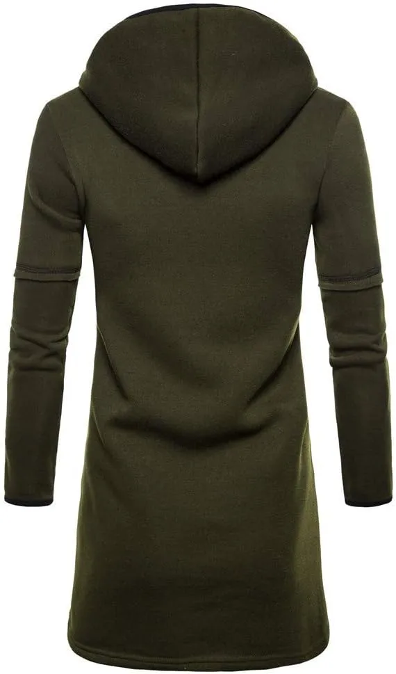 Ymosrh Men's Coat Hooded Cardigan Shawl Collar Lightweight Open Front Overcoat with Pockets Casual Coats Jackets, M-2XL