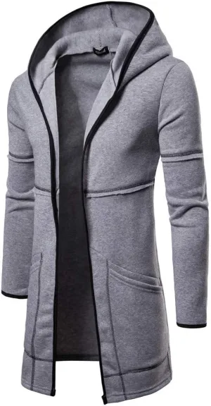 Ymosrh Men's Coat Hooded Cardigan Shawl Collar Lightweight Open Front Overcoat with Pockets Casual Coats Jackets, M-2XL