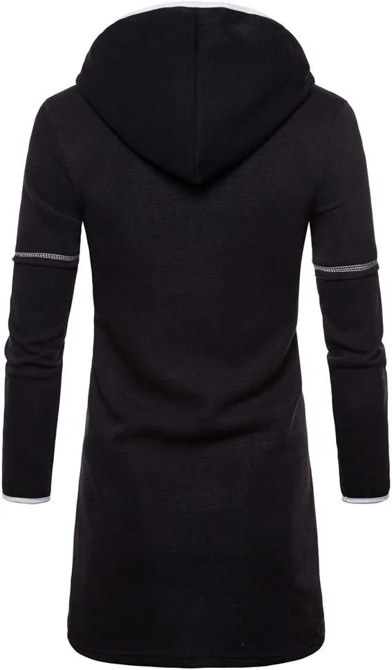Ymosrh Men's Coat Hooded Cardigan Shawl Collar Lightweight Open Front Overcoat with Pockets Casual Coats Jackets, M-2XL